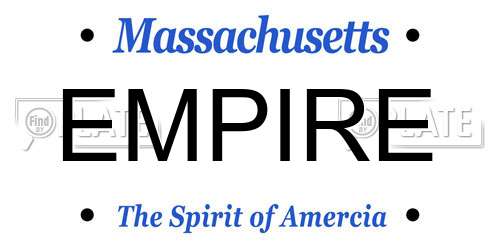 EMPIRE Massachusetts License Plate