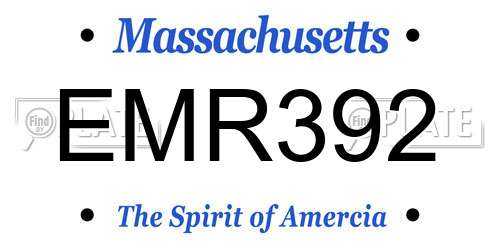 EMR392 Massachusetts License Plate