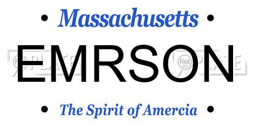 EMRSON Massachusetts License Plate
