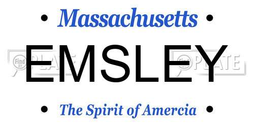 EMSLEY Massachusetts License Plate