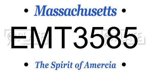 EMT3585 Massachusetts License Plate