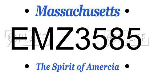 EMZ3585 Massachusetts License Plate