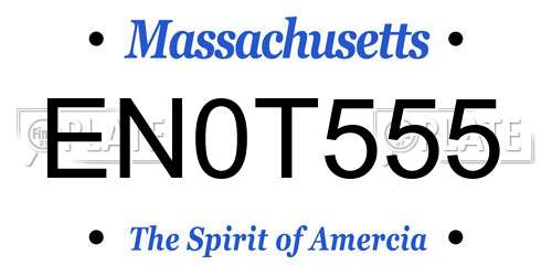 EN0T555 Massachusetts License Plate