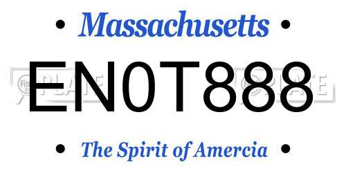 EN0T888 Massachusetts License Plate