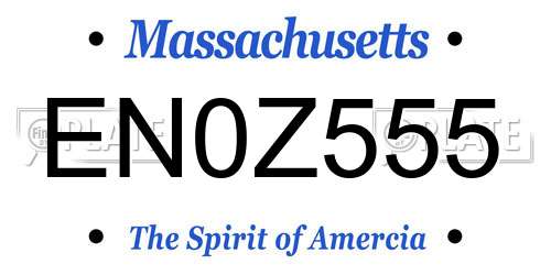 EN0Z555 Massachusetts License Plate