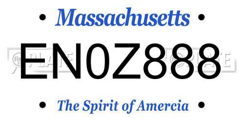EN0Z888 Massachusetts License Plate