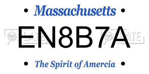 EN8B7A Massachusetts License Plate