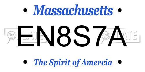 EN8S7A Massachusetts License Plate