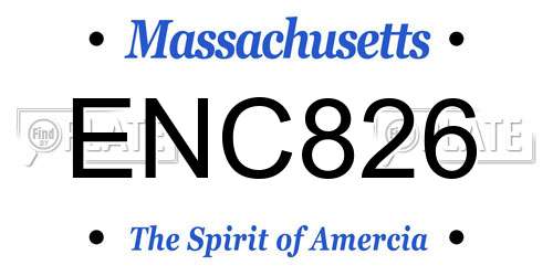 ENC826 Massachusetts License Plate