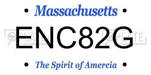 ENC82G Massachusetts License Plate