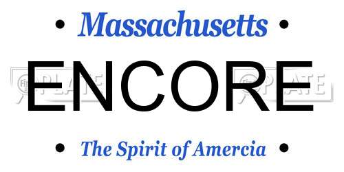 ENCORE Massachusetts License Plate
