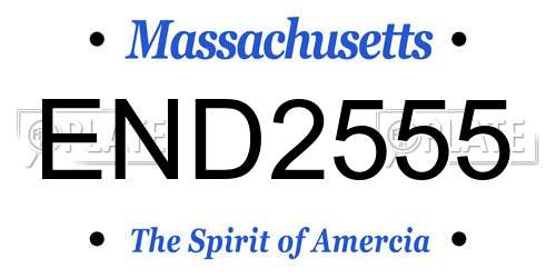 END2555 Massachusetts License Plate