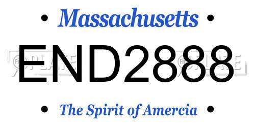END2888 Massachusetts License Plate