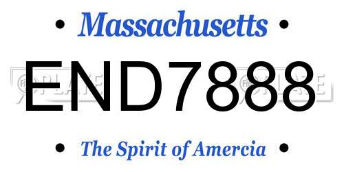 END7888 Massachusetts License Plate