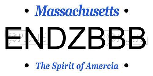 ENDZBBB Massachusetts License Plate