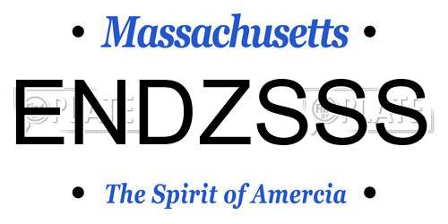 ENDZSSS Massachusetts License Plate