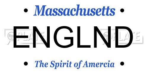 ENGLND Massachusetts License Plate