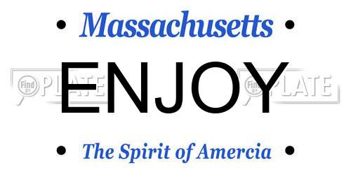 ENJOY Massachusetts License Plate