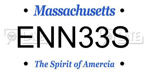 ENN33S Massachusetts License Plate