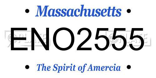 ENO2555 Massachusetts License Plate
