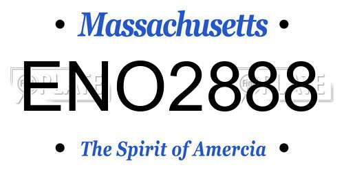 ENO2888 Massachusetts License Plate