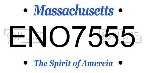 ENO7555 Massachusetts License Plate