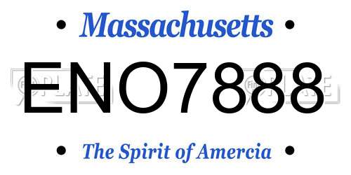 ENO7888 Massachusetts License Plate