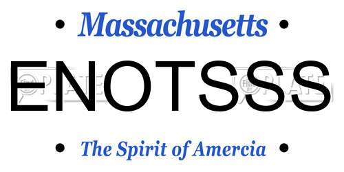 ENOTSSS Massachusetts License Plate