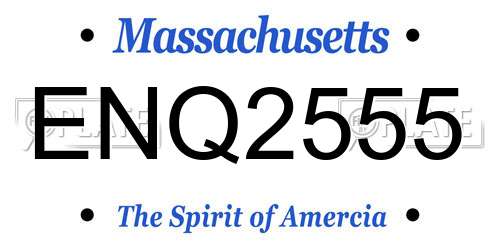 ENQ2555 Massachusetts License Plate