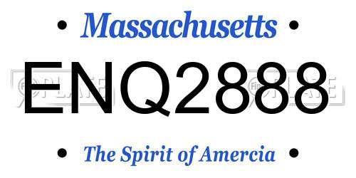 ENQ2888 Massachusetts License Plate
