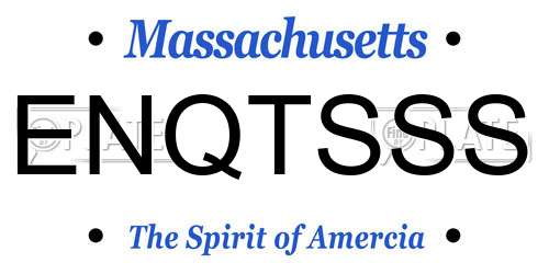 ENQTSSS Massachusetts License Plate