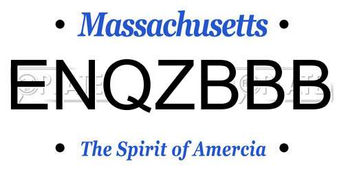ENQZBBB Massachusetts License Plate