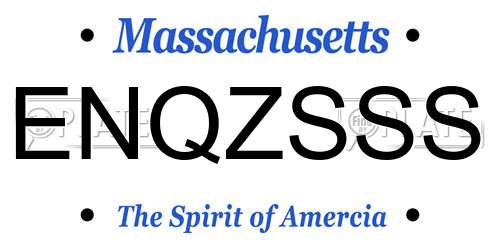 ENQZSSS Massachusetts License Plate