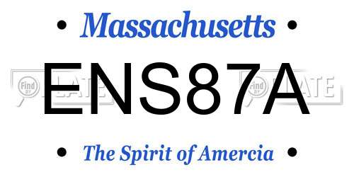 ENS87A Massachusetts License Plate