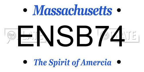 ENSB74 Massachusetts License Plate
