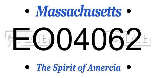 EO04062 Massachusetts License Plate