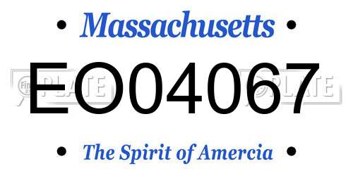 EO04067 Massachusetts License Plate