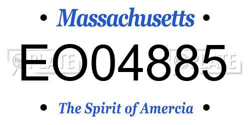 EO04885 Massachusetts License Plate