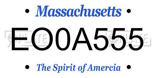 EO0A555 Massachusetts License Plate