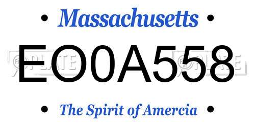 EO0A558 Massachusetts License Plate