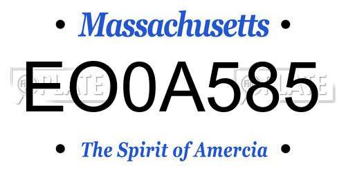 EO0A585 Massachusetts License Plate