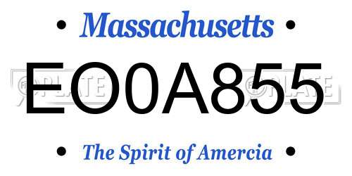 EO0A855 Massachusetts License Plate