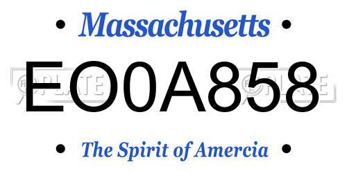 EO0A858 Massachusetts License Plate