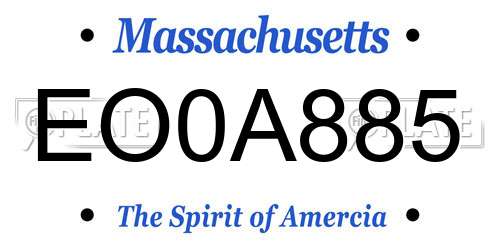 EO0A885 Massachusetts License Plate
