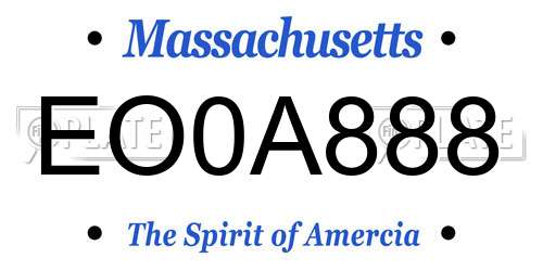 EO0A888 Massachusetts License Plate