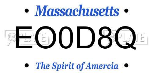 EO0D8Q Massachusetts License Plate