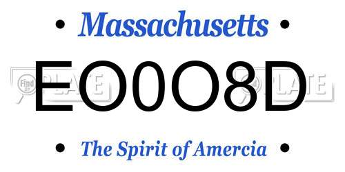 EO0O8D Massachusetts License Plate