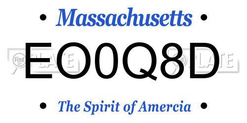 EO0Q8D Massachusetts License Plate