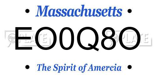 EO0Q8O Massachusetts License Plate