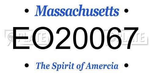 EO20067 Massachusetts License Plate